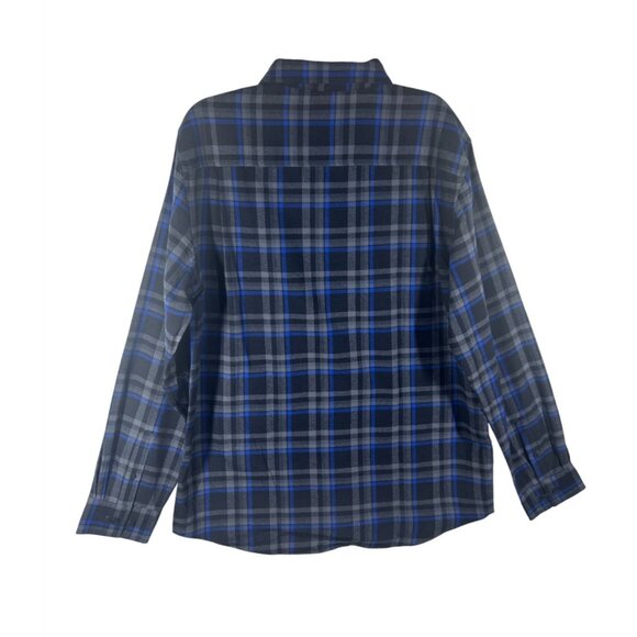 Weatherproof‎ Plaid Button-Up Shirt Men's Large Bright Blue/Black New - Picture 2 of 11